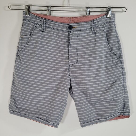 HOWE Reversible Grey Stripe / Red Bermuda Shorts Size 32 Inseam 9" Cotton Medium - Picture 4 of 10